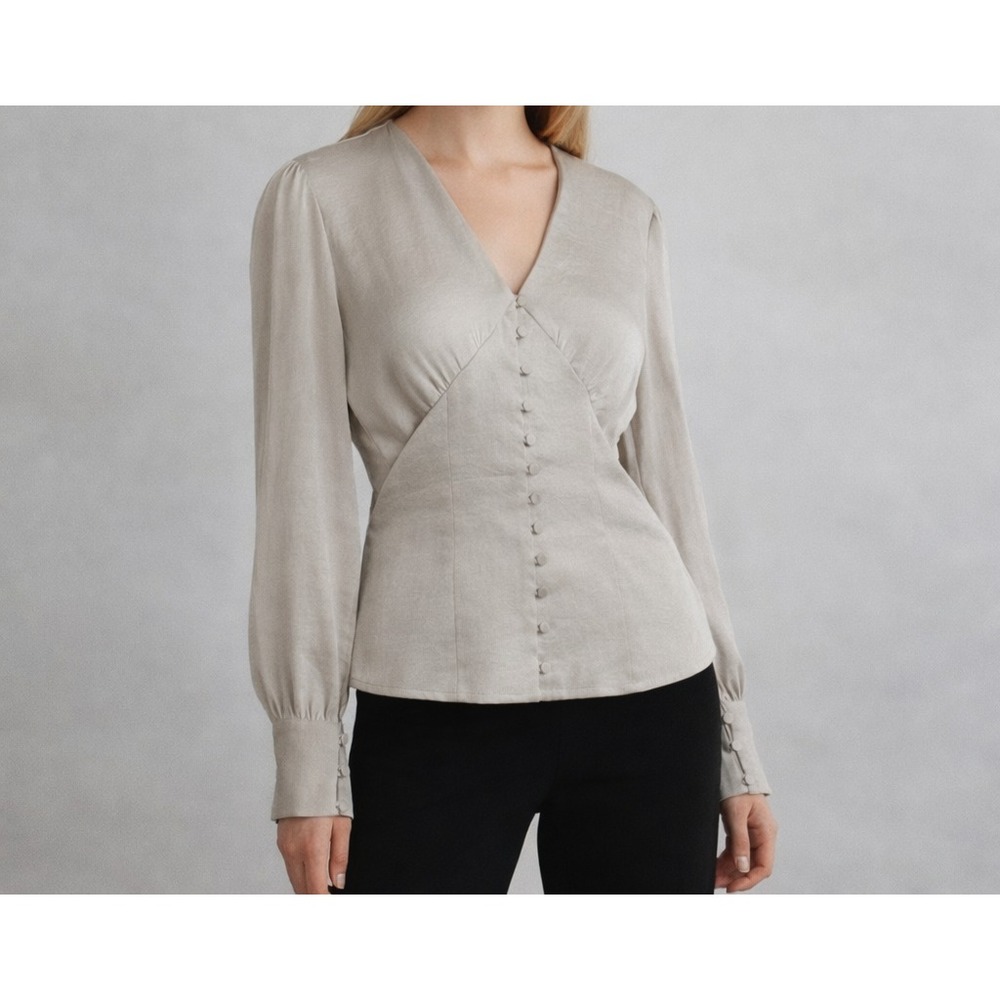 AllSaints Amalie‎ Satin Top Ivory Career Office Luxe Capsule Fairy Whimsy SZ 4